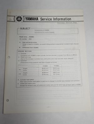 Oem Yamaha Xs400D Service Information Sheets Motorcycle Model Updates