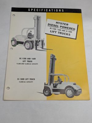 Hyster Specifications Sales Brochure Diesel Powered Rc-150D 160D Sc-180D 1955