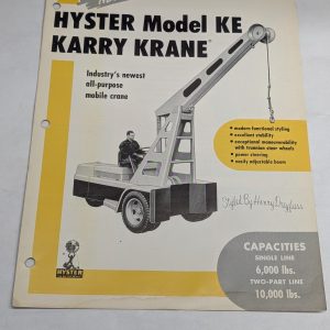 Hyster Forklift Specifications Sales Brochure Information Karry Krane Ke 1956