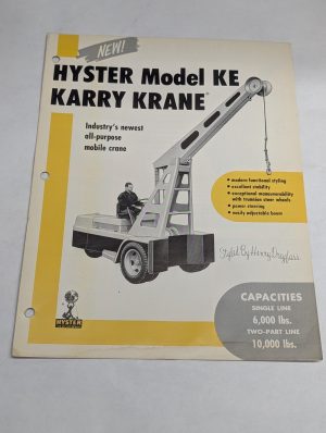 Hyster Forklift Specifications Sales Brochure Information Karry Krane Ke 1956