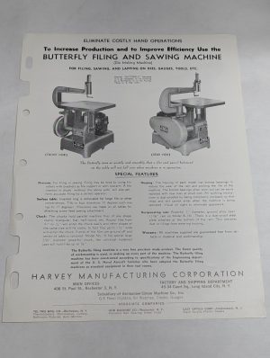 Butterfly Filing & Sawing Machine Sales Brochure Information D-10 El-12 B-16