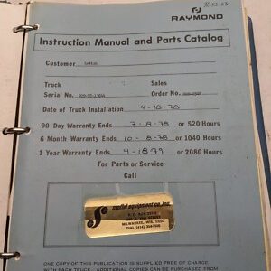 Raymond Model 20 Scr 1975 Fork Lift Truck Parts List Book Operation Maintenance