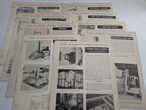 Hyster Forklift Job Handling Attachment Specifications Sheets Information 1956
