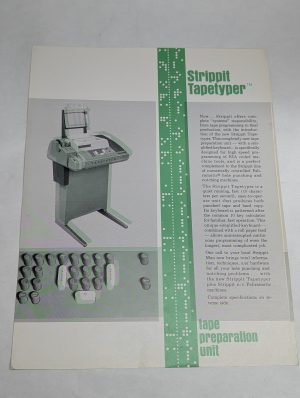 Strippit Tapetyper Tape Preparation Unit 1967 Sales Brochure Literature
