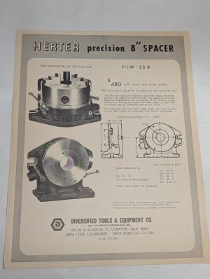 Herter Precision 8” Spacer Hlw-Ss 8 & Index Feature Hwl-5C Sales Sheet