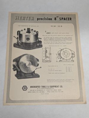 Herter Precision 8” Spacer Hlw-Ss 8 & Index Feature Hwl-5C Sales Brochure