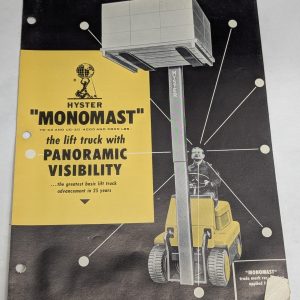 Hyster Monomast Sales Literature Brochure Information Fork Lift Catalog