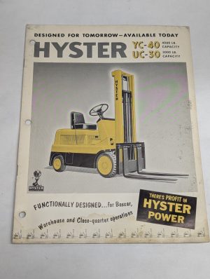 Hyster Yc-40 Uc-30 Specification Sales Literature Brochure Information Forklift