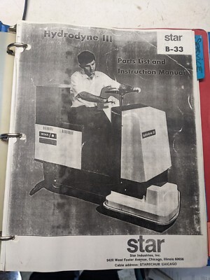 Star B-33 Hydrodyne Iii Parts List Instruction Manual S33 33A Scrubber 1995