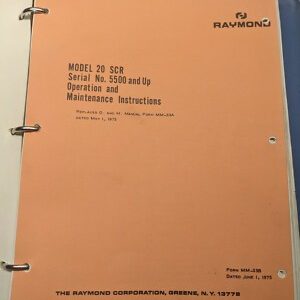 Raymond Model 20 Scr 1975 Forklift Truck Parts List Manual Operation Maintenance
