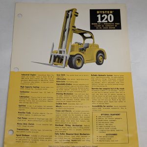 Hyster Fork Lift Truck Sales Brochure Information Sheet Rt 120 1956