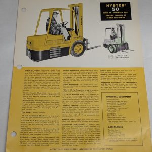 Hyster Fork Lift Truck Sales Brochure Information Sheet He 50 1956
