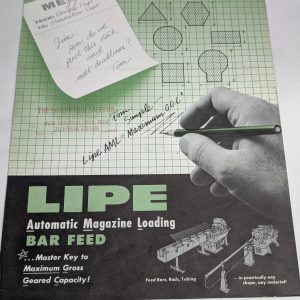 Lipe Automatic Magazine Loading Bar Feed Sales Brochure Catalog Information