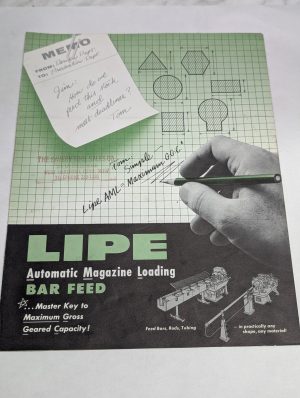 Lipe Automatic Magazine Loading Bar Feed Sales Brochure Catalog Information