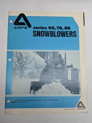 Arps 1 & 2 Stage Snow Blower Sales Bulletin Literature #Sb/315 60 70 80 Series