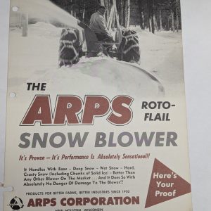 Arps Roto Flail Snow Blower Sales Bulletin Literature Brochure #636 Asb-1