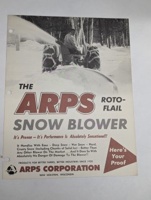 Arps Roto Flail Snow Blower Sales Bulletin Literature Brochure #636 Asb-1