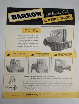 Barkow All Weather Cabs For Hyster Lift Trucks Rc 150 160 Sc 180 Tc 200 Sales