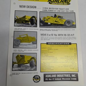 Ashland Industries Sales Information Sheet Brochure Literature Model 80 Scraper