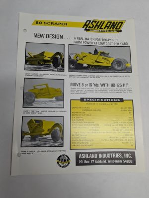 Ashland Industries Sales Information Sheet Brochure Literature Model 80 Scraper