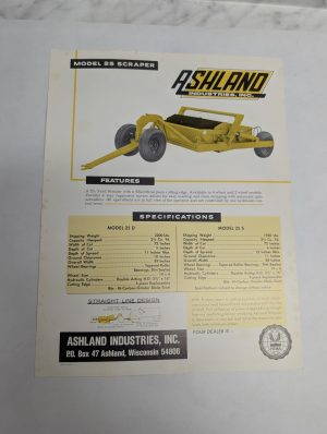 Ashland Industries Sales Information Sheet Brochure Literature #25 Scraper