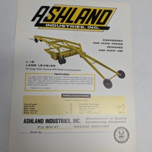 Ashland Sales Information Sheet Brochure Literature Model L-12 Land Leveler