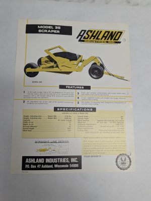Ashland Industries Sales Information Sheet Brochure Literature #35 Scraper