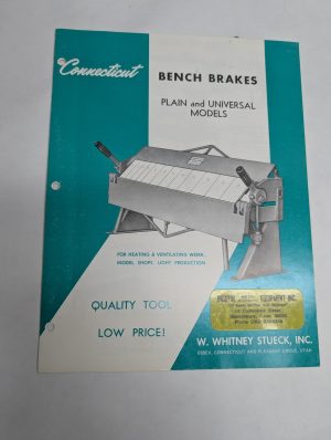 Connecticut Bench Brakes Plain Universal W. Whitney Stueck Sales Brochure