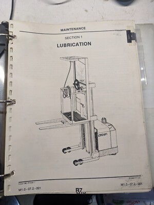 Crown Sp Series Scv Maintenance Service Manual 1986 Fork Lift Truck