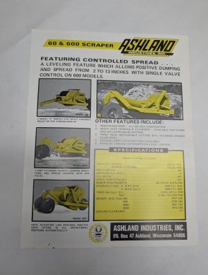 Ashland Sales Sheet 60 600 Scraper & 45 450 Specifications Literature