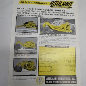Ashland Sales Sheet 60 600 Scraper 45 450 Specification Information Literature