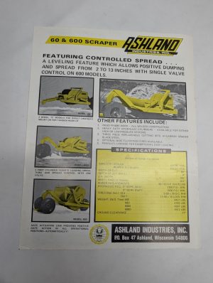 Ashland Sales Sheet 60 600 Scraper 45 450 Specification Information Literature