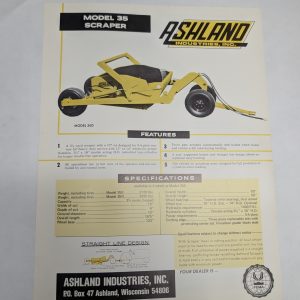 Ashland Sales Sheet Model 25 & 35 Scraper Specification Information Literature