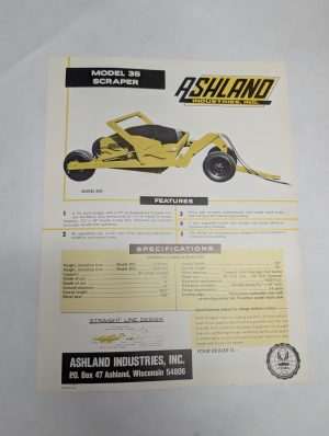 Ashland Sales Sheet Model 25 & 35 Scraper Specification Information Literature