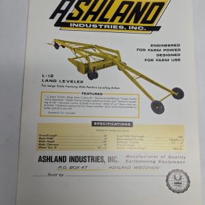 Ashland Industries Sales Sheet Information Specifications L-12 Land Leveler