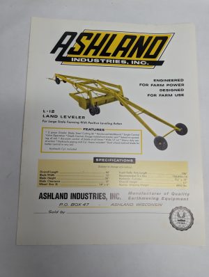 Ashland Industries Sales Sheet Information Specifications L-12 Land Leveler