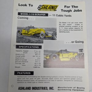 Ashland Industries Sales Sheet Information Specifications L-110 Scraper