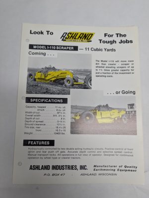 Ashland Industries Sales Sheet Information Specifications L-110 Scraper