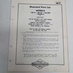Briggs & Stratton Engine Illustrated Parts List Catalog Manual 6B-2 Ms-3820