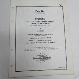 Briggs & Stratton Engine Illustrated Parts List Catalog Manual 8 Ms-3771
