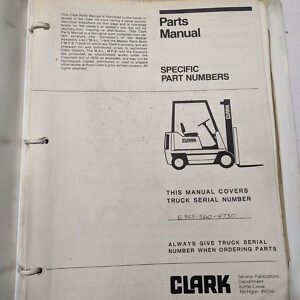 Clark Parts List Book Manual E355-560-4730 Electric Fork Lift Truck