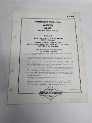 Briggs & Stratton Engine Illustrated Parts List Catalog Manual 6B-Hs Ms-3804