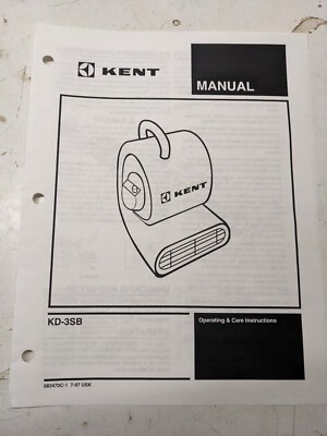 Kent Operation & Parts Manual List Book Kd-3Sb Blower 1997 Care