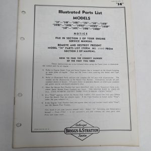 Briggs & Stratton Engine Illustrated Parts List Catalog Manual 14 Ms-3855