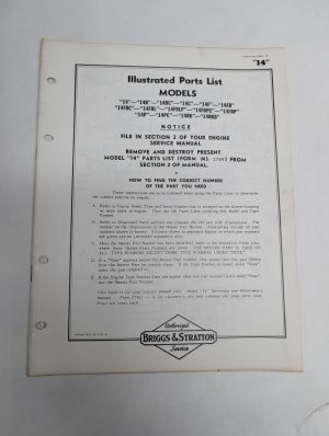 Briggs & Stratton Engine Illustrated Parts List Catalog Manual 14 Ms-3855