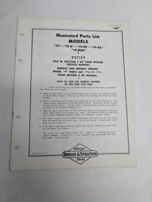 Briggs & Stratton Engine Illustrated Parts List Catalog Manual 19 Ms-3856