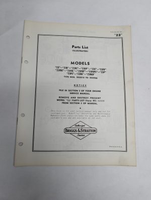 Briggs & Stratton Engine Illustrated Parts List Catalog Manual 23 Ms-3676