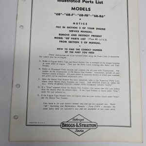 Briggs & Stratton Engine Illustrated Parts List Catalog Manual 6B Ms-3823