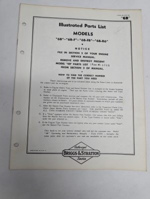 Briggs & Stratton Engine Illustrated Parts List Catalog Manual 6B Ms-3823