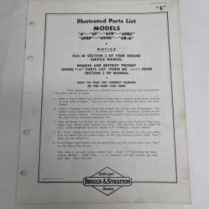 Briggs & Stratton Engine Illustrated Parts List Catalog Manual 6 Ms-3801